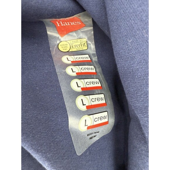 NW VINTAGE Hanes Sweater Adult LARGE Blue Relaxed Crew Neck Pullover Sweatshirt - Picture 10 of 12